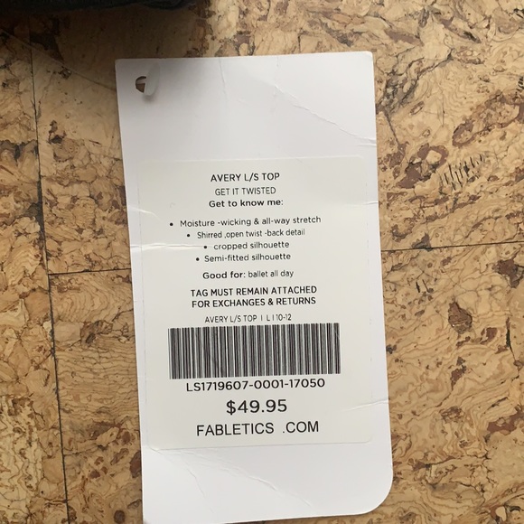 Athleta Womens Black Cropped Avery L/S Twisted Top - Picture 3 of 5